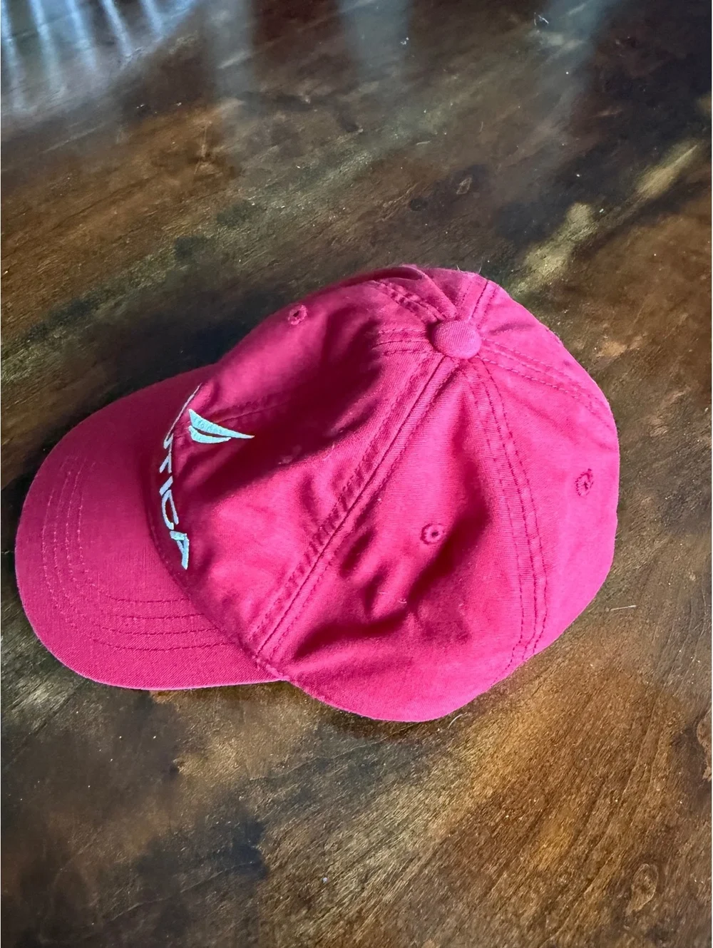 Nautica Red Adjustable Baseball Cap with Logo Embroidery